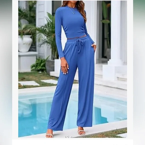 BTFBM 2 Piece Sets For Women Ribbed Matching Lounge Set - Picture 2 of 5